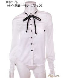 Bobon21 | ハート刺繍タイリボンブラウス(シャツ/ブラウス)