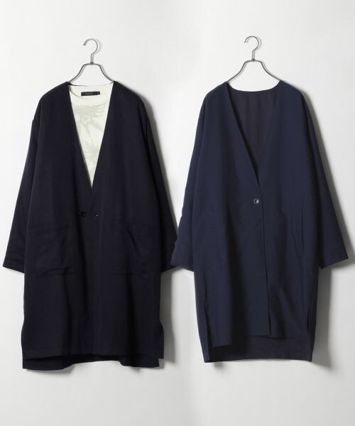 RAGEBLUE（レイジブルー）の「＜2WAY仕様＞リバーシブルノーカラーチェスターコート（ジャケット/アウター・ベージュ系/ネイビー系）」の2枚目の写真
