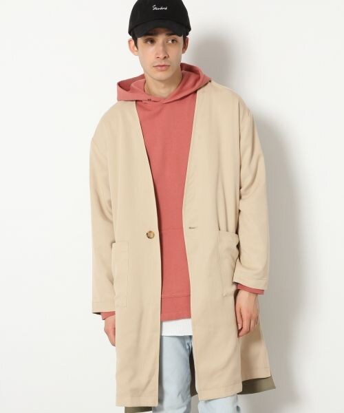RAGEBLUE（レイジブルー）の「＜2WAY仕様＞リバーシブルノーカラーチェスターコート（ジャケット/アウター・ベージュ系/ネイビー系）」の3枚目の写真