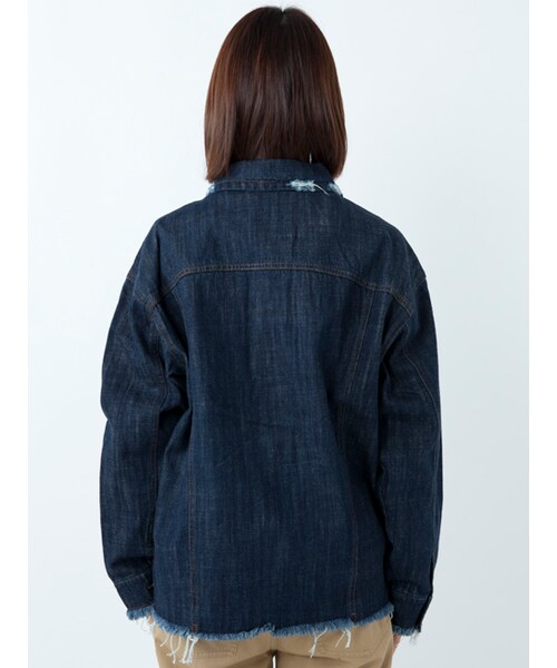 w closet（ダブルクローゼット）の「カットオフビッグGジャン（ジャケット/アウター・レディース・ブルー/ネイビー・FREE）」の5枚目の写真