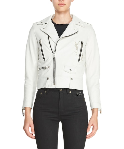 Saint Laurent(サンローラン)の「Saint Laurent L01 Leather Motorcycle Jacket with Deconstructed Logo, White(ライダースジャケット・レディース・White・40 FR (8 US)/36 FR (4 US)/38 FR (6 US))」の3枚目の写真