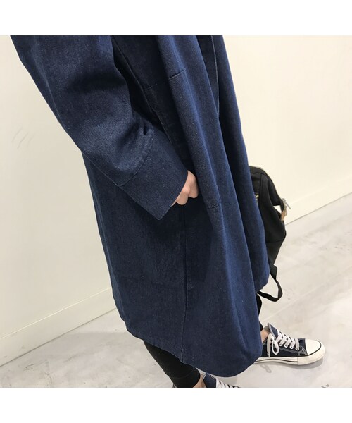 copine（コピン）の「★再入荷★フード付コットン長袖ゆったりドルマンデニムコート（デニムジャケット・レディース・その他）」の14枚目の写真