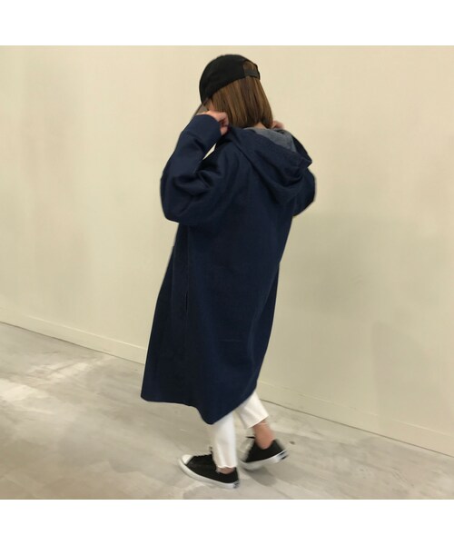 copine（コピン）の「★再入荷★フード付コットン長袖ゆったりドルマンデニムコート（デニムジャケット・レディース・その他）」の11枚目の写真