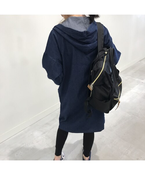 copine（コピン）の「★再入荷★フード付コットン長袖ゆったりドルマンデニムコート（デニムジャケット・レディース・その他）」の5枚目の写真