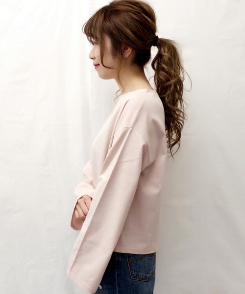 archives（アルシーヴ）の「【Web限定】シャーリングスリーブトップス（Tシャツ/カットソー・レディース・ホワイト×ブラック/ブラック×ホワイト/グレー/ピンク・MEDIUM）」の5枚目の写真