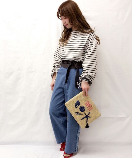 archives（アルシーヴ）の「【Web限定】シャーリングスリーブトップス（Tシャツ/カットソー・レディース・ホワイト×ブラック/ブラック×ホワイト/グレー/ピンク・MEDIUM）」の21枚目の写真