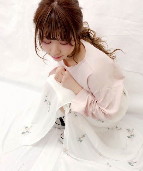 archives（アルシーヴ）の「【Web限定】シャーリングスリーブトップス（Tシャツ/カットソー・レディース・ホワイト×ブラック/ブラック×ホワイト/グレー/ピンク・MEDIUM）」の10枚目の写真