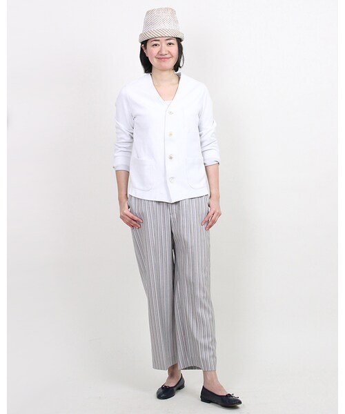 45R（フォーティファイブアール）の「サマーウールイージーパンツ（パンツ・レディース・ベージュストライプ/シャンブレー/ネイビーストライプ・3-L/2-M）」の14枚目の写真