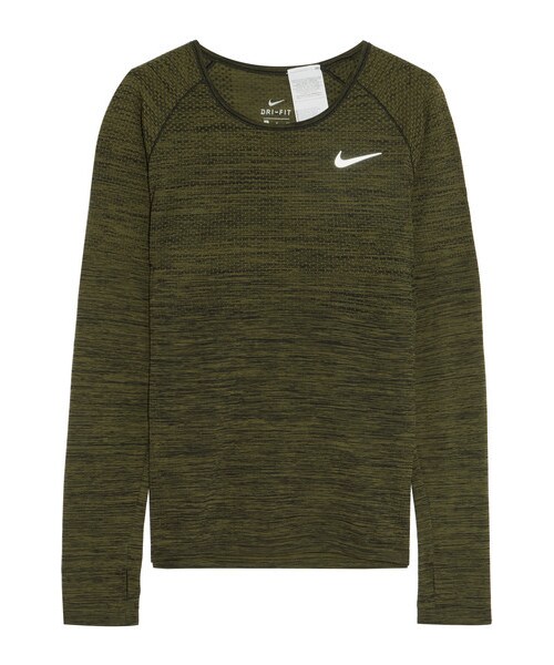 army green and orange nike shirt