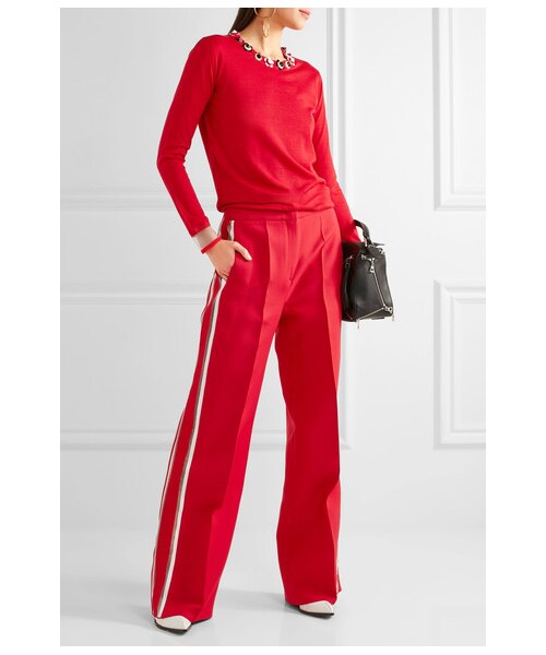 FENDI（フェンディ）の「Fendi - Striped Wool And Silk-blend Wide-leg Pants - Red（その他パンツ・レディース・Red・IT38/IT40/IT42/IT44/IT46）」の2枚目の写真