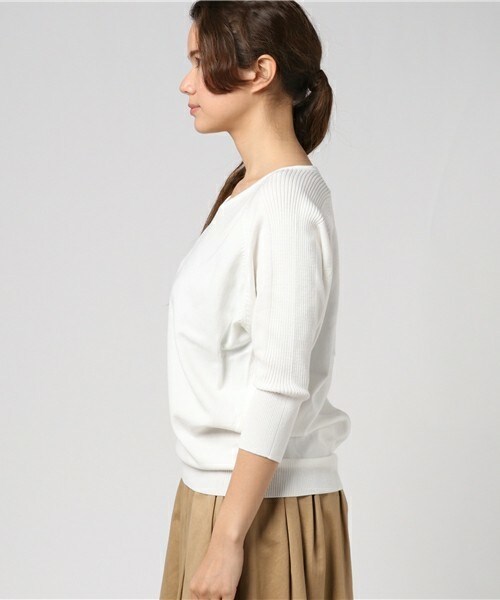 INTERPLANET WINGS（インタープラネットウィング）の「ウォッシャブルVネック7分袖ニット（ニット/セーター・レディース・オフホワイト/グレー/ミント/ネイビー/ピンク・FREE）」の7枚目の写真