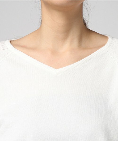 INTERPLANET WINGS（インタープラネットウィング）の「ウォッシャブルVネック7分袖ニット（ニット/セーター・レディース・オフホワイト/グレー/ミント/ネイビー/ピンク・FREE）」の9枚目の写真