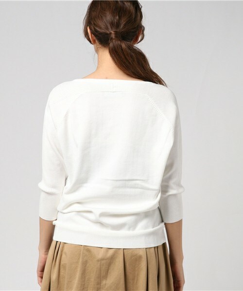 INTERPLANET WINGS（インタープラネットウィング）の「ウォッシャブルVネック7分袖ニット（ニット/セーター・レディース・オフホワイト/グレー/ミント/ネイビー/ピンク・FREE）」の8枚目の写真