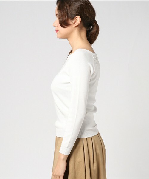 INTERPLANET（インタープラネット）の「刺繍前後2WAYPO（ニット/セーター・レディース・オフホワイト/グレー/ピンク・FREE）」の5枚目の写真