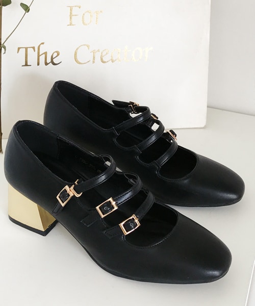 DHOLIC(ディーホリック)の「ゴールドヒールマルチストラップパンプス(パンプス・レディース・230/235/240/245/250)」の1枚目の写真