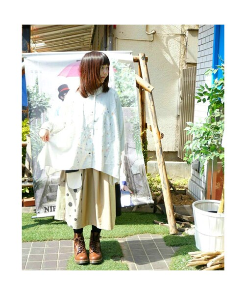 NIRAME.CO（ニラメッコ）の「お手伝いスカート　ベージュ×ドット（スカート・レディース・その他）」の2枚目の写真