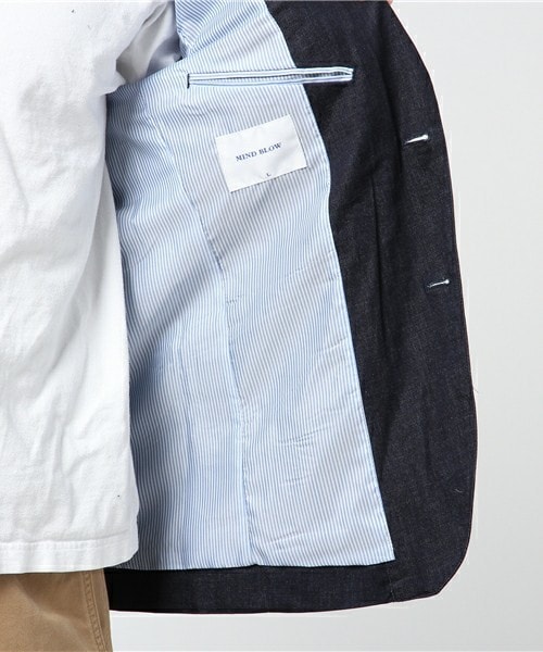 MIND BLOW（マインドブロウ）の「セットアップストレッチデニムジャケット[ONE WASH]（テーラードジャケット・メンズ・ネイビー・S/M/L/LL）」の8枚目の写真