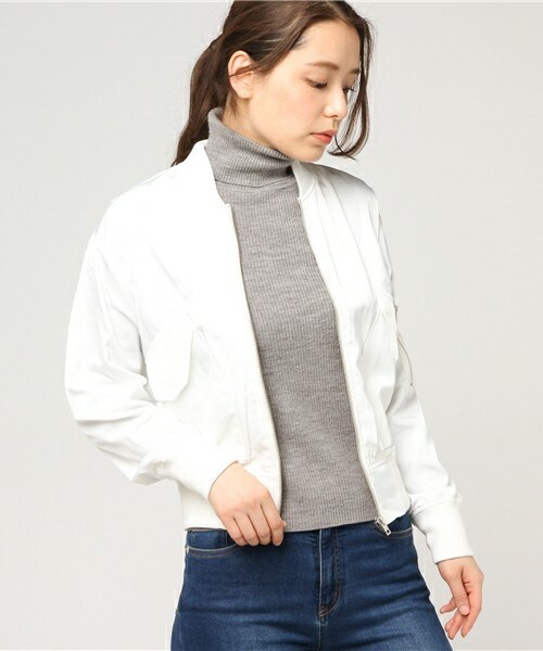 archives（アルシーヴ）の「フライトブルゾン（ブルゾン・レディース・オフホワイト/ブラック/ピンク・MEDIUM）」の2枚目の写真