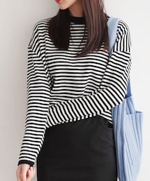 DHOLIC | ロールヘムボーダーニットTシャツ(Tシャツ/カットソー)