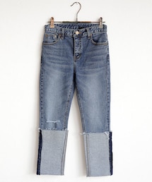 DHOLIC | ロールアップヘムスリムフィットブルーデニムパンツ(デニムパンツ)