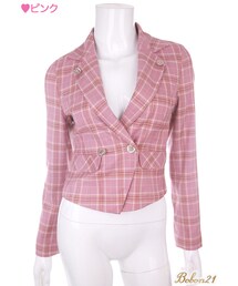 Bobon21 | お嬢様チェック柄テーラードジャケット(テーラードジャケット)