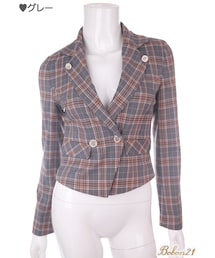 Bobon21 | お嬢様チェック柄テーラードジャケット(テーラードジャケット)