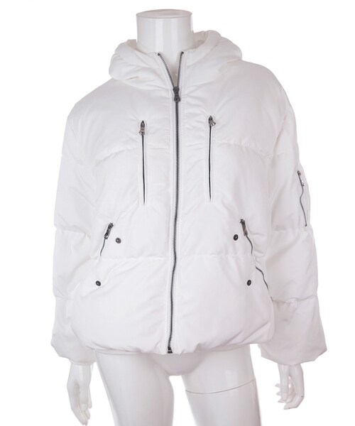 Bobon21（ボボンニジュウイチ）の「ショートダウンコート（ダウンジャケット/コート・レディース・カーキ/ホワイト・M）」の2枚目の写真