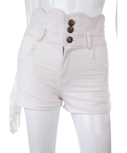 Bobon21（ボボンニジュウイチ）の「ハイウエストコーデュロイショーパン（その他パンツ・レディース・ネイビー/ピンク/ホワイト・S/M/L）」の2枚目の写真