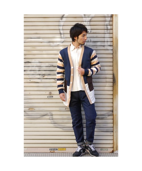 NIRAME.CO(ニラメッコ)の「囲炉裏ロングカーディンガン ネイビー×ピンク(カーディガン/ボレロ・メンズ・その他)」の1枚目の写真