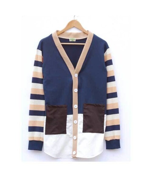 NIRAME.CO(ニラメッコ)の「囲炉裏ロングカーディンガン ネイビー×ピンク(カーディガン/ボレロ・メンズ・その他)」の2枚目の写真