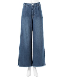 GRL | 裾スリット切りっぱなしデニムワイドパンツ(デニムパンツ)