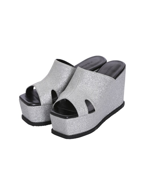 EMODA（エモダ）の「BULKYウェッジサボ（シューズ・レディース・ホワイト/ブラック/ライトミックス・S/M/L）」の4枚目の写真