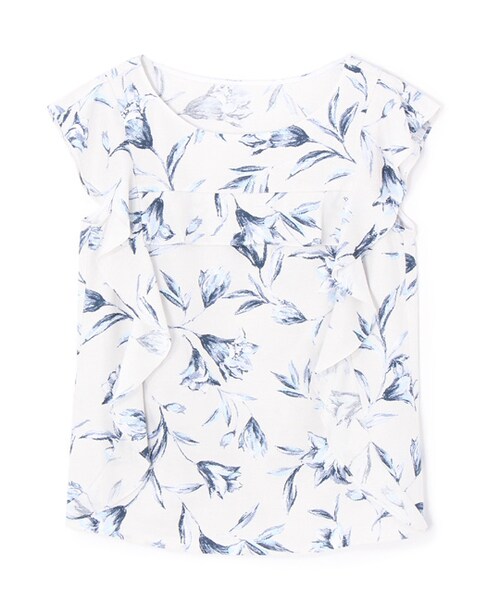 laboratory work(ラボラトリーワーク)の「ユリ柄フリルブラウス(トップス・レディース・オフホワイト系/ネイビー系・M)」の1枚目の写真