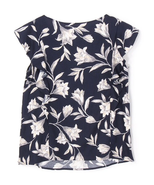 laboratory work(ラボラトリーワーク)の「ユリ柄フリルブラウス(トップス・レディース・オフホワイト系/ネイビー系・M)」の3枚目の写真