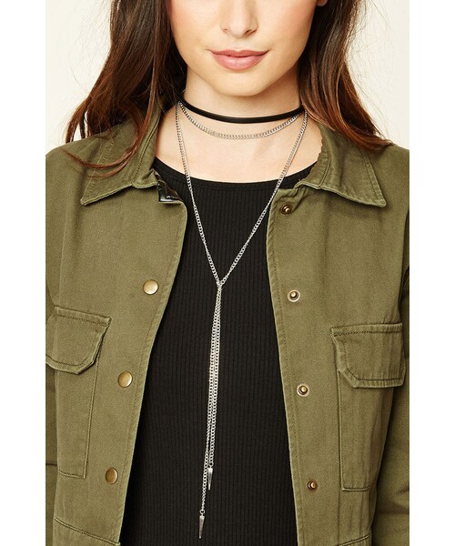 FOREVER 21（フォーエバー トゥエンティーワン）の「FOREVER 21+ Chain Choker Set（ネックレス・レディース・Silver・ONE SIZE）」の5枚目の写真