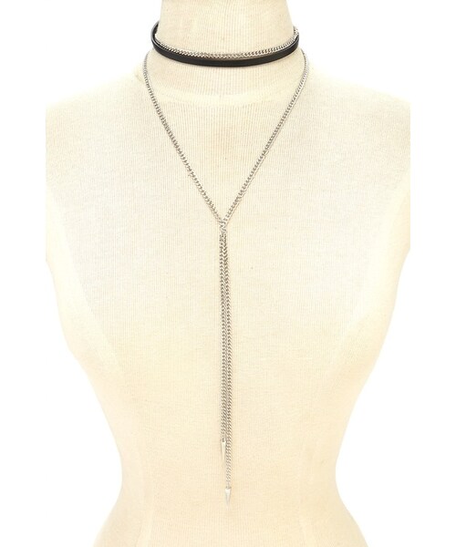 FOREVER 21（フォーエバー トゥエンティーワン）の「FOREVER 21+ Chain Choker Set（ネックレス・レディース・Silver・ONE SIZE）」の3枚目の写真