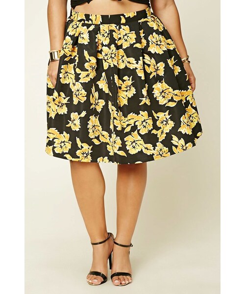 FOREVER 21（フォーエバー トゥエンティーワン）の「FOREVER 21+ Plus Size Pleated Floral Skirt（スカート・レディース・Yellow・0X/1X/2X）」の5枚目の写真