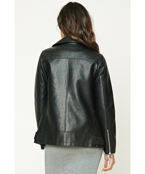 FOREVER 21（フォーエバー トゥエンティーワン）の「FOREVER 21+ Longline Moto Jacket（ライダースジャケット・レディース・Black/Pink・S/M/L）」の9枚目の写真