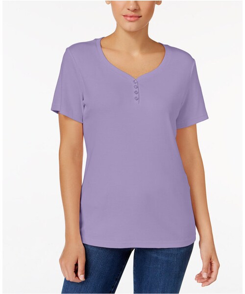 Karen Scott(カレンスコット)の「Karen Scott Henley T-Shirt, Only at Macy's(Tシャツ/カットソー・レディース・White/Brown/Yellow/Black/Green/Purple/Beige/Red/Blue/Pink・XS/S/M/L/XL/XXL)」の7枚目の写真