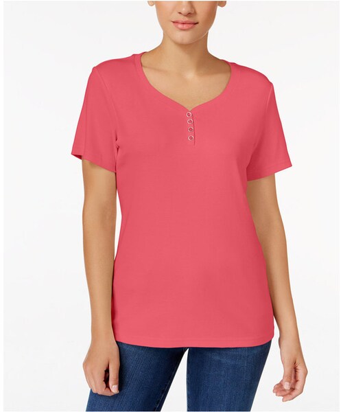Karen Scott(カレンスコット)の「Karen Scott Henley T-Shirt, Only at Macy's(Tシャツ/カットソー・レディース・White/Brown/Yellow/Black/Green/Purple/Beige/Red/Blue/Pink・XS/S/M/L/XL/XXL)」の10枚目の写真