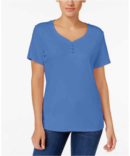 Karen Scott(カレンスコット)の「Karen Scott Henley T-Shirt, Only at Macy's(Tシャツ/カットソー・レディース・White/Brown/Yellow/Black/Green/Purple/Beige/Red/Blue/Pink・XS/S/M/L/XL/XXL)」の6枚目の写真