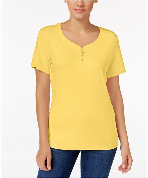 Karen Scott(カレンスコット)の「Karen Scott Henley T-Shirt, Only at Macy's(Tシャツ/カットソー・レディース・White/Brown/Yellow/Black/Green/Purple/Beige/Red/Blue/Pink・XS/S/M/L/XL/XXL)」の8枚目の写真