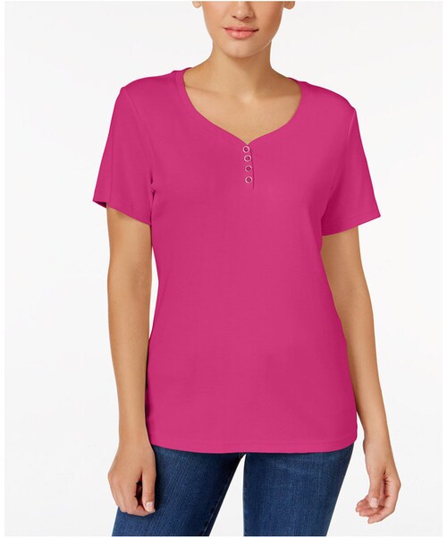 Karen Scott(カレンスコット)の「Karen Scott Henley T-Shirt, Only at Macy's(Tシャツ/カットソー・レディース・White/Brown/Yellow/Black/Green/Purple/Beige/Red/Blue/Pink・XS/S/M/L/XL/XXL)」の9枚目の写真