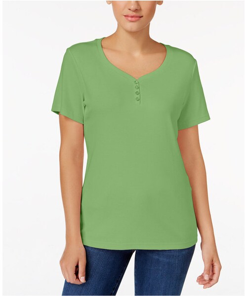 Karen Scott(カレンスコット)の「Karen Scott Henley T-Shirt, Only at Macy's(Tシャツ/カットソー・レディース・White/Brown/Yellow/Black/Green/Purple/Beige/Red/Blue/Pink・XS/S/M/L/XL/XXL)」の5枚目の写真