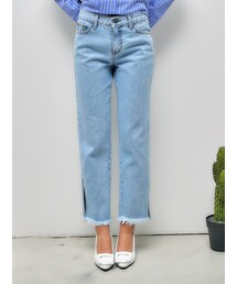 KORMARCH | フリンジポイントスリットデニムパンツ(デニムパンツ)