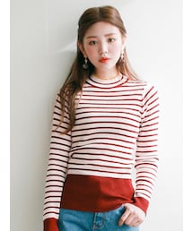 KORMARCH | 配色ポイントボーダーニットTシャツ(ニット/セーター)