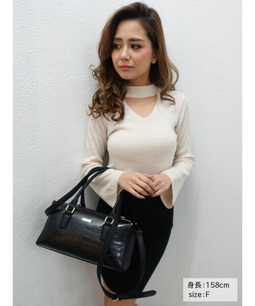 RESEXXY（リゼクシー）の「2ＷＡＹチョーカーフレアスリーブニット（トップス・レディース・ホワイト/グレー/ブラック）」の6枚目の写真