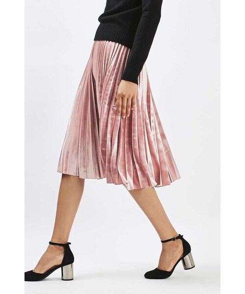 TOPSHOP（トップショップ）の「Topshop Velvet pleat midi skirt（スカート・レディース・Pink・4）」の3枚目の写真