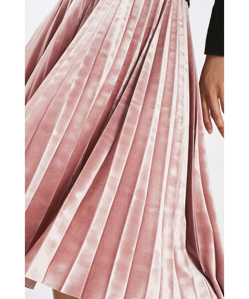 TOPSHOP（トップショップ）の「Topshop Velvet pleat midi skirt（スカート・レディース・Pink・4）」の4枚目の写真