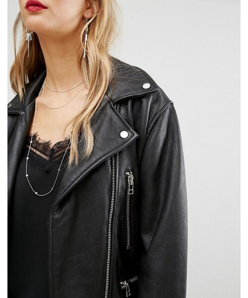 MANGO（マンゴ）の「Mango Leather Biker Jacket（ライダースジャケット・レディース・Black・US 8/US 10/US 6）」の3枚目の写真